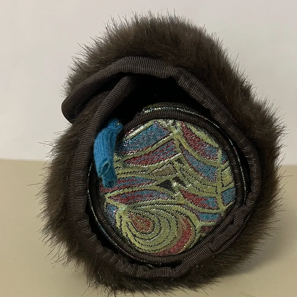 Stephanie Johnson Faux Fur Roll Up Cosmetic or Jewelry Bag